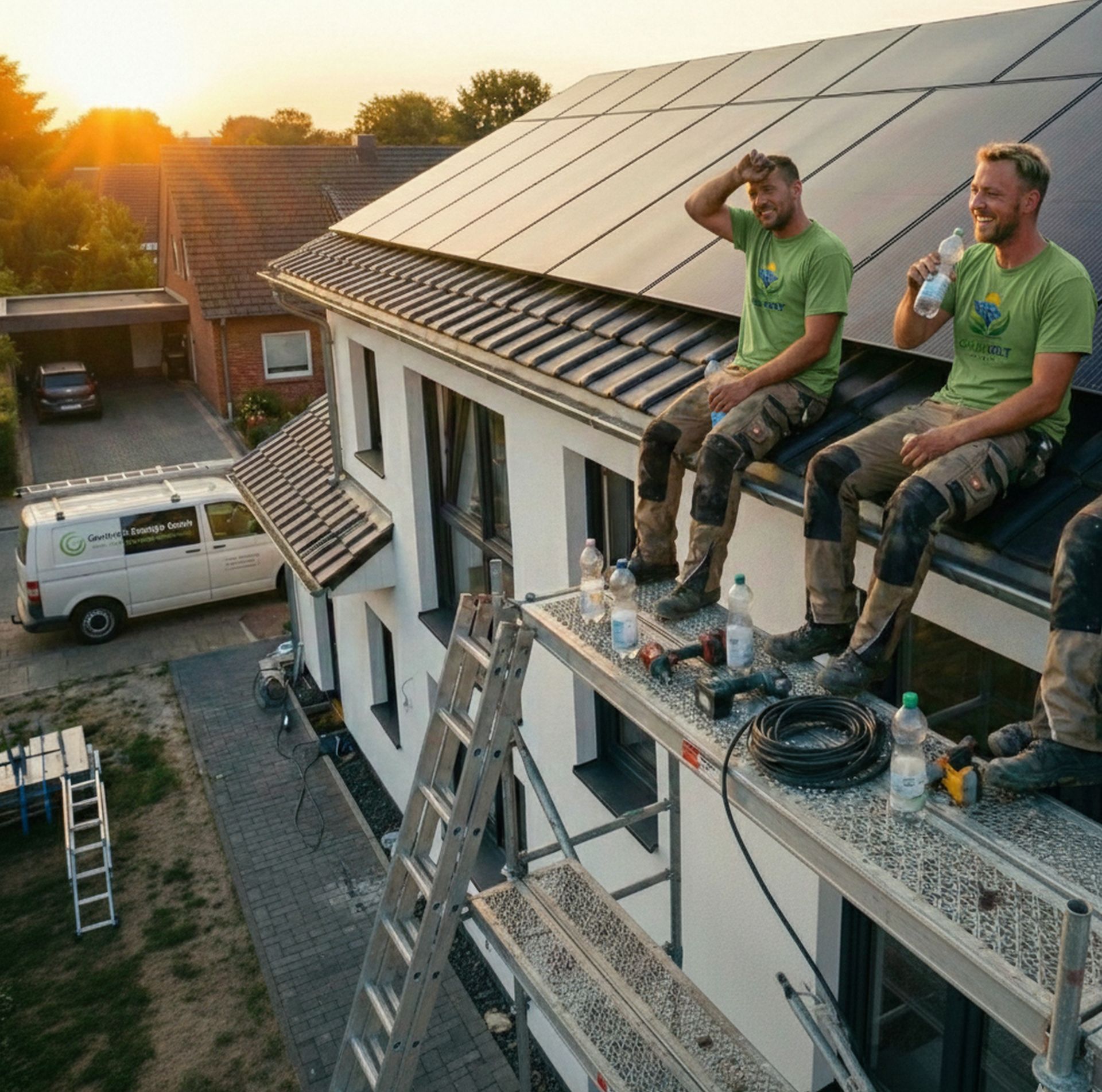 Abgeschlossene Photovoltaik-Installation Grünvolt-Energie